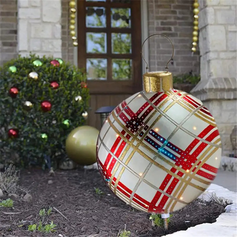 60cm Outdoor Christmas Inflatable Decorated Ball PVC Giant Big Large Balls Party Xmas Tree Decorations Toy Ball Without Light
