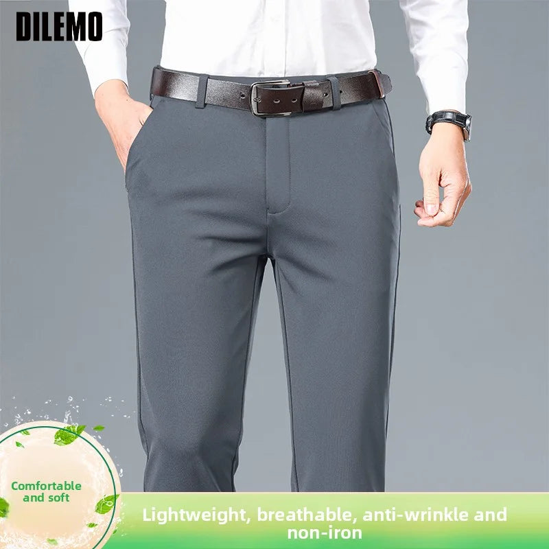 Top Quality New Brand Casual Fashion Long Pants Business Hight Stretch Straight Comfortable Korean Trousers Men Clothing