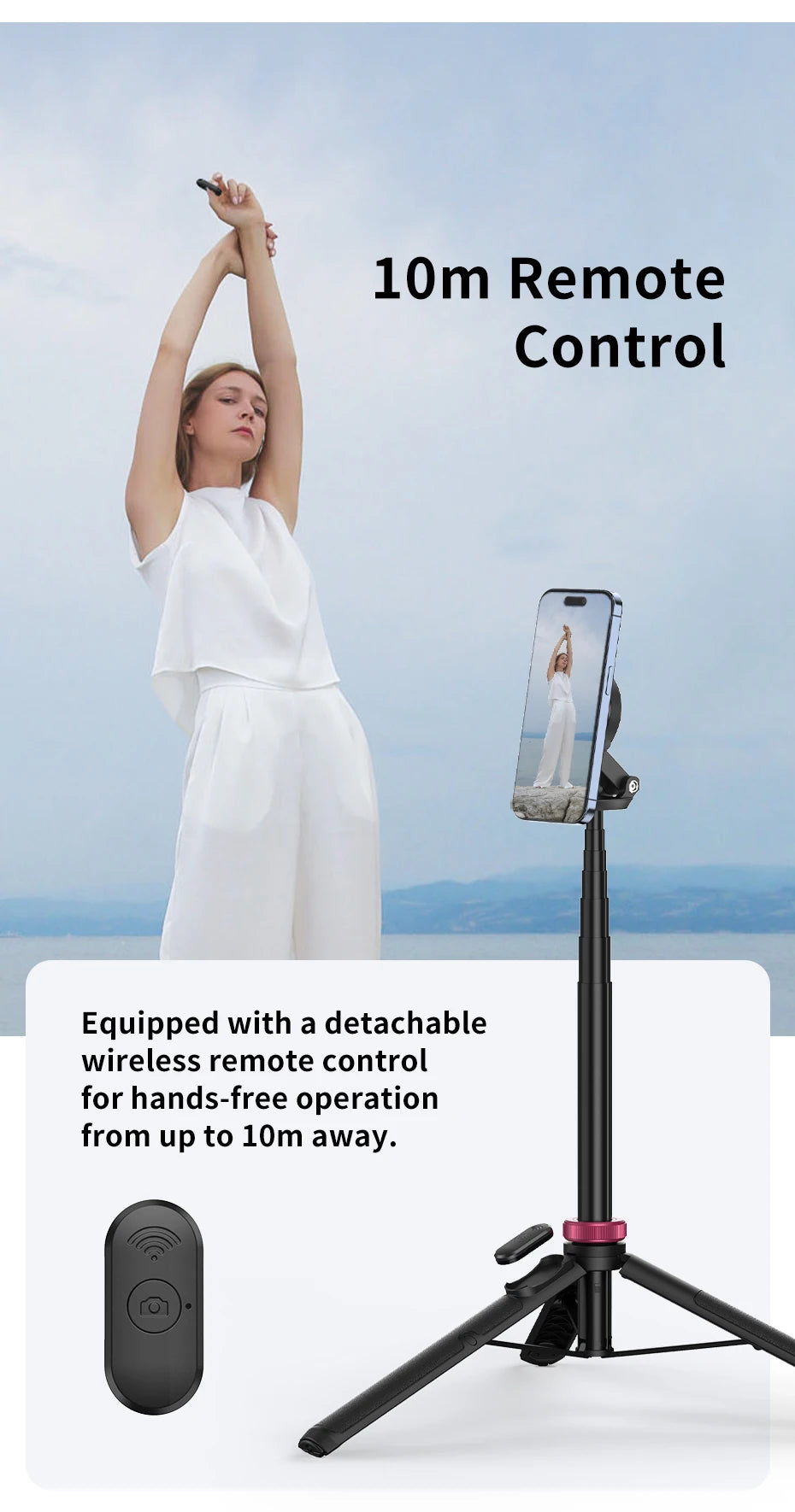 Ulanzi MT-84 1.53m Magnetic Tripod 360° Rotation Smartphone Extension Tripod for Selfie Live Streaming Vlog 10m Remote Control