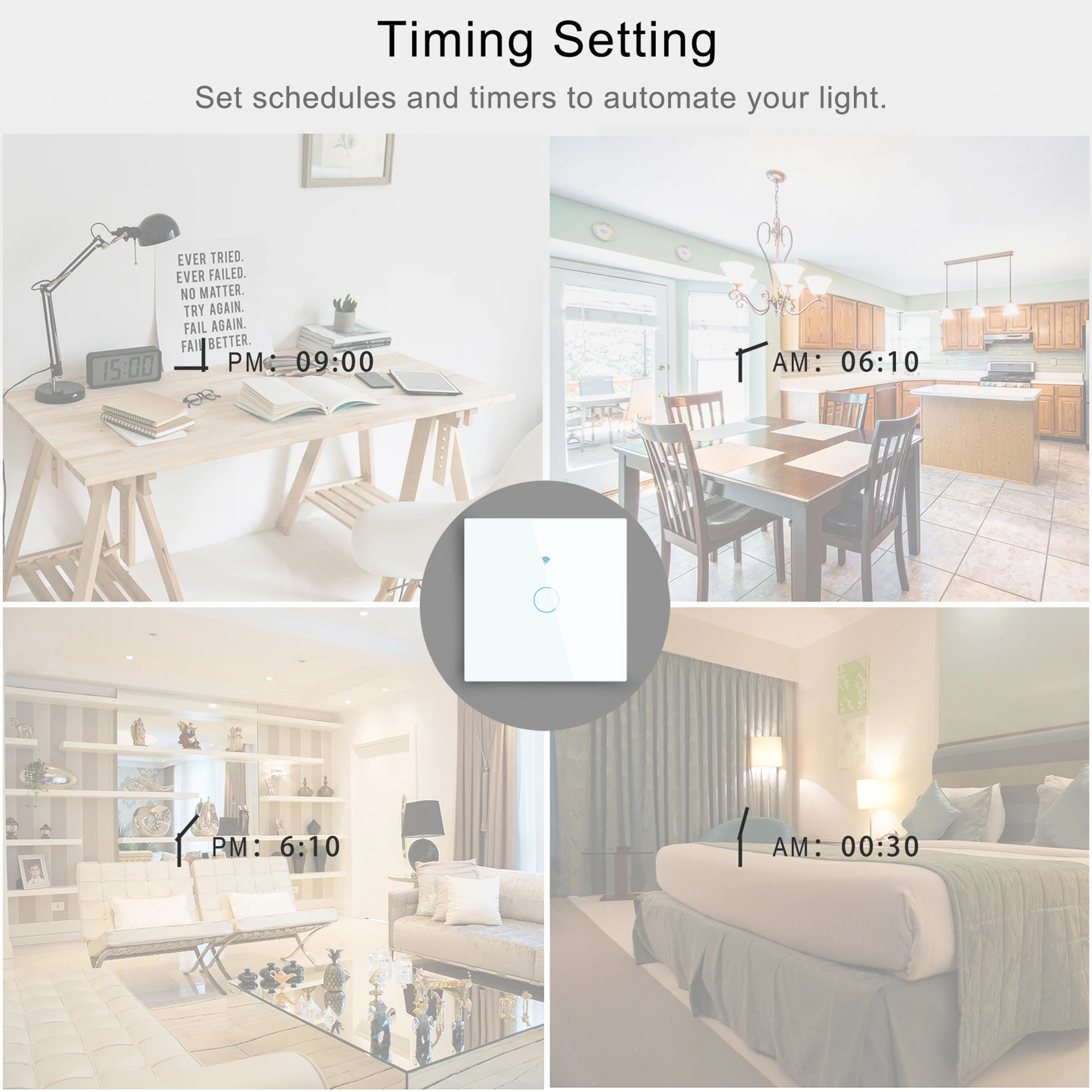 EU Smart Switches 1/2/3Gang Tuya Wifi Touch Light Switch Wall Sensor Switches Smart Life For Alexa Google Home 433RF Remote