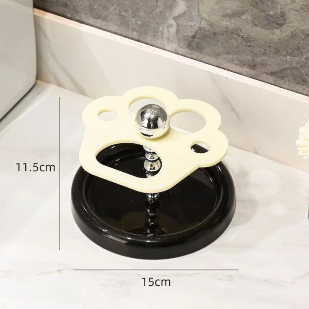 Cat Paw Shape Ceramic Toothbrush Holder Cute No Punching Toothbrush Holder Base Makeup Brush Storage Bathroom Accessories Tool