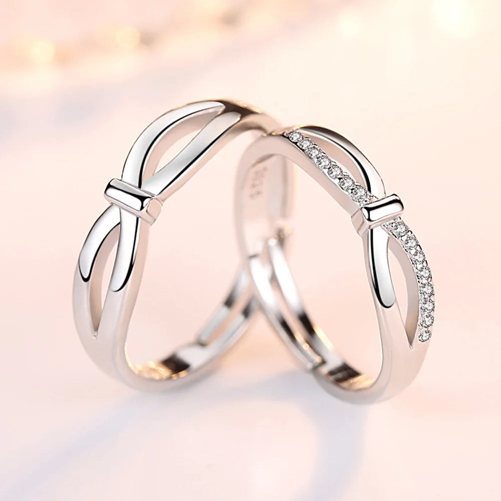 2Pcs 925 Sterling Silver Couples Ring Sets Light Polishing Simple Ring for Woman Man Classic Wedding Fine Jewelry Circle - You Offer
