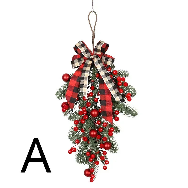 New Christmas Red Fruit Lattice Knot Decoration Fascia Santa Claus Bedroom Hangings Lintel Christmas Party Home Decor Accessory