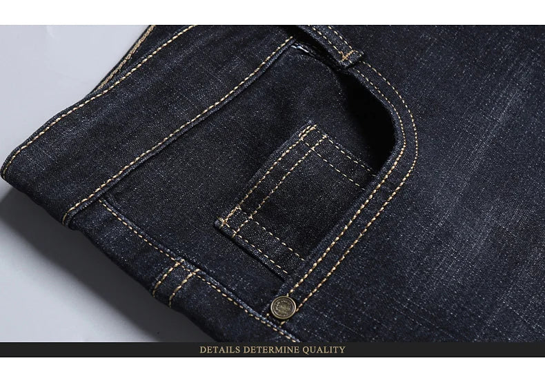 Men Fashion Straight Jeans Mens 2025 New Stretch Slim Fit Pants Comfortable Soft Business Denim Trousers Male Brand Clothing - You Offer