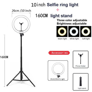 Youtube Shooting Vlog Selfie Circular Photo Ring Light Led Photographic Video Camera Lamp Studio Lighting Phone Holder