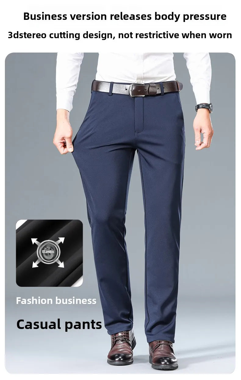 Top Quality New Brand Casual Fashion Long Pants Business Hight Stretch Straight Comfortable Korean Trousers Men Clothing