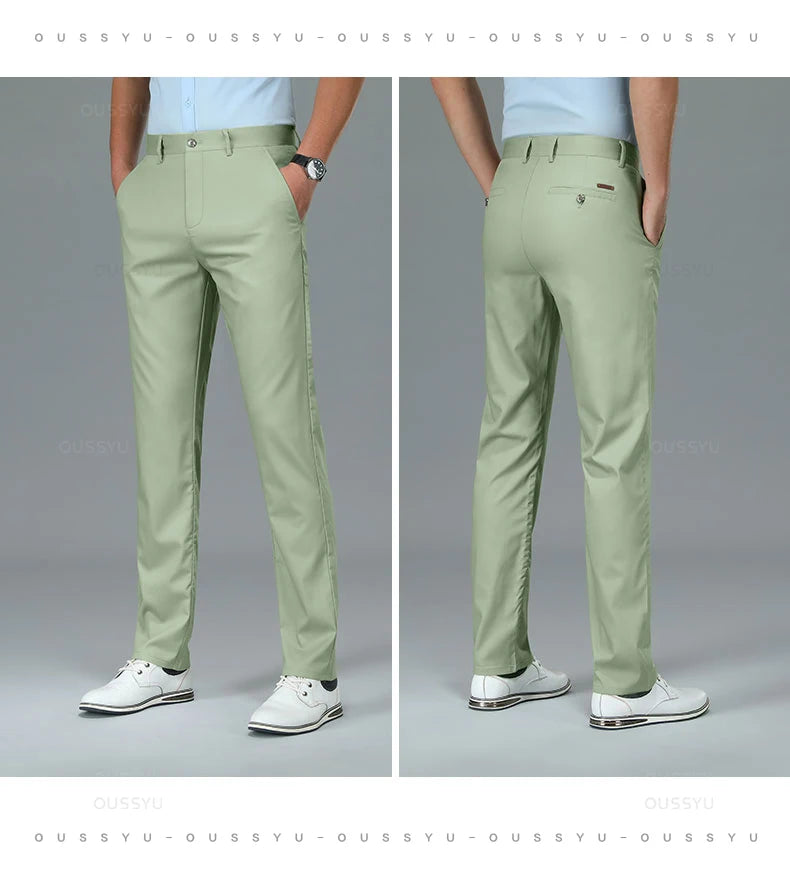 Spring Summer High Quality Luxury Straight Business Suit Pants Men Bamboo Fiber Designer Elegant Casual Long Formal Trouser Male - You Offer