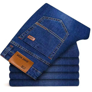 Men's Comfortable Soft Business Casual Denim Trousers Slim Fit Straight Pants Fashion Male Brand Light Luxury Stretch Clothing - You Offer