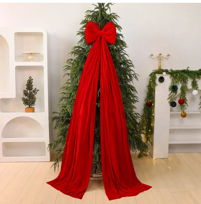 40x200cm Large Bow Themed Party Decorations Christmas Tree Topper Bow Ribbon for Christmas Wedding Party Wall Pendant Decor 1PC