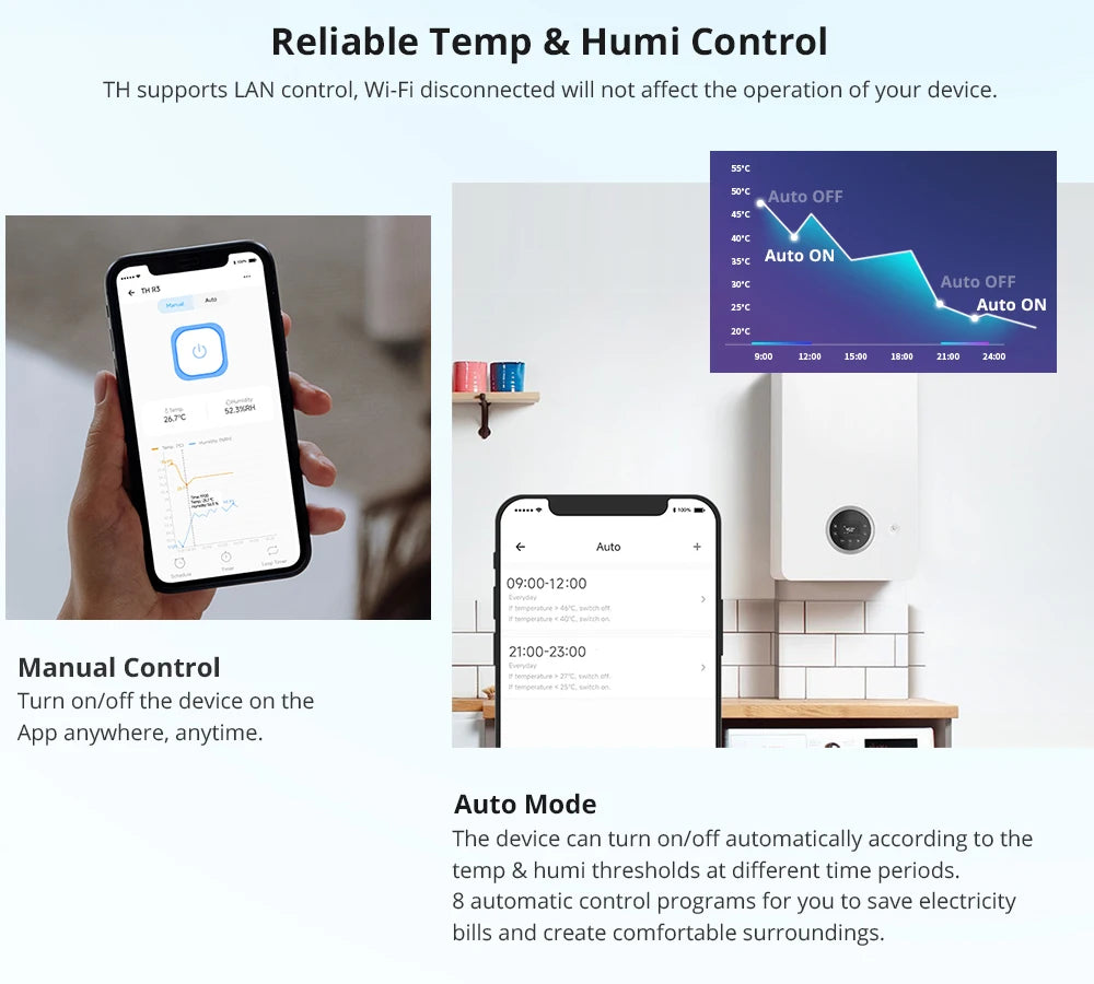 16/20A SONOFF TH Elite Origin Wifi Temperature Humidity Monitor Controller Switch With THS01/WTS01 Sensor Diy Smart Thermostatic