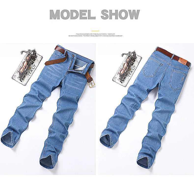 Men's Denim Jeans Thin Summer Straight Business Soft Fashion New High Quality Pants New Arrivals Dropship OL Work Trousers - You Offer
