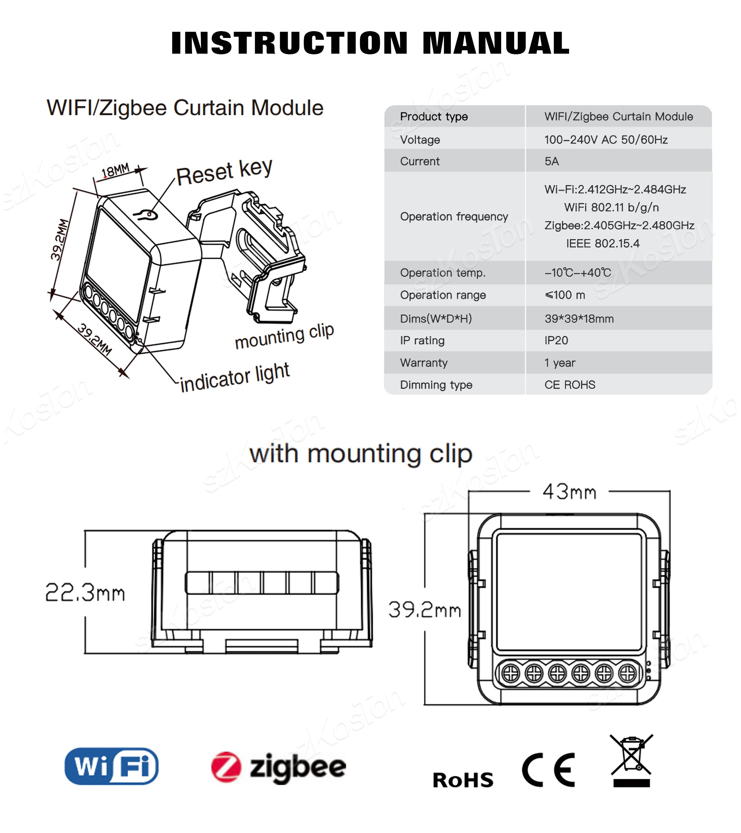 Tuya WiFi Zigbee Smart Curtain Switch Module for Roller Blinds Shutter Motor APP Control Works with Alexa Google Home Smart Life
