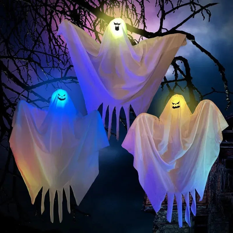 1-10PCS Halloween LED Lights Glowing Decor Hanging Scary Phantom for Haunted House Door Porch Escape Room Props Halloween Props