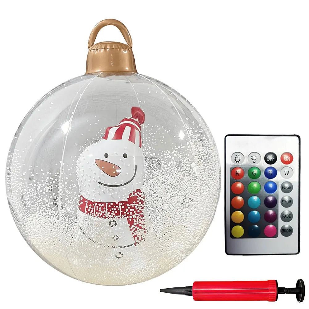 60cm Giant Inflatable Christmas Balls Light Up PVC Big Balls Xmas Tree Decorations Outdoor Holiday Yard Lawn Christmas Balloon