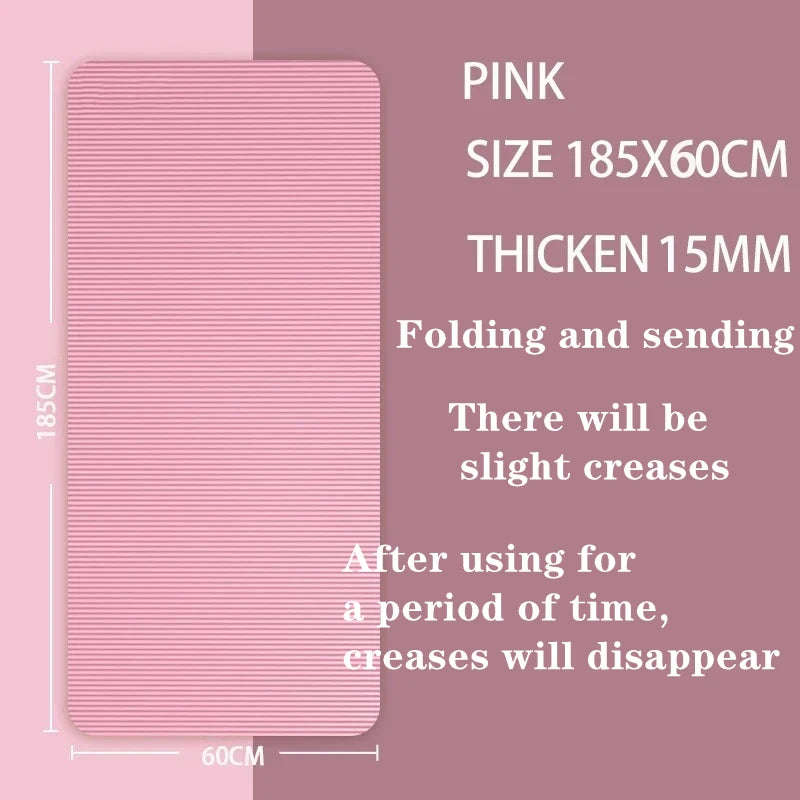 15MM Thick Yoga Mats Anti-slip Sport Fitness Mat Blanket for Exercise Yoga and Pilates Gymnastics Mat Fitness Equipment 185x60cm