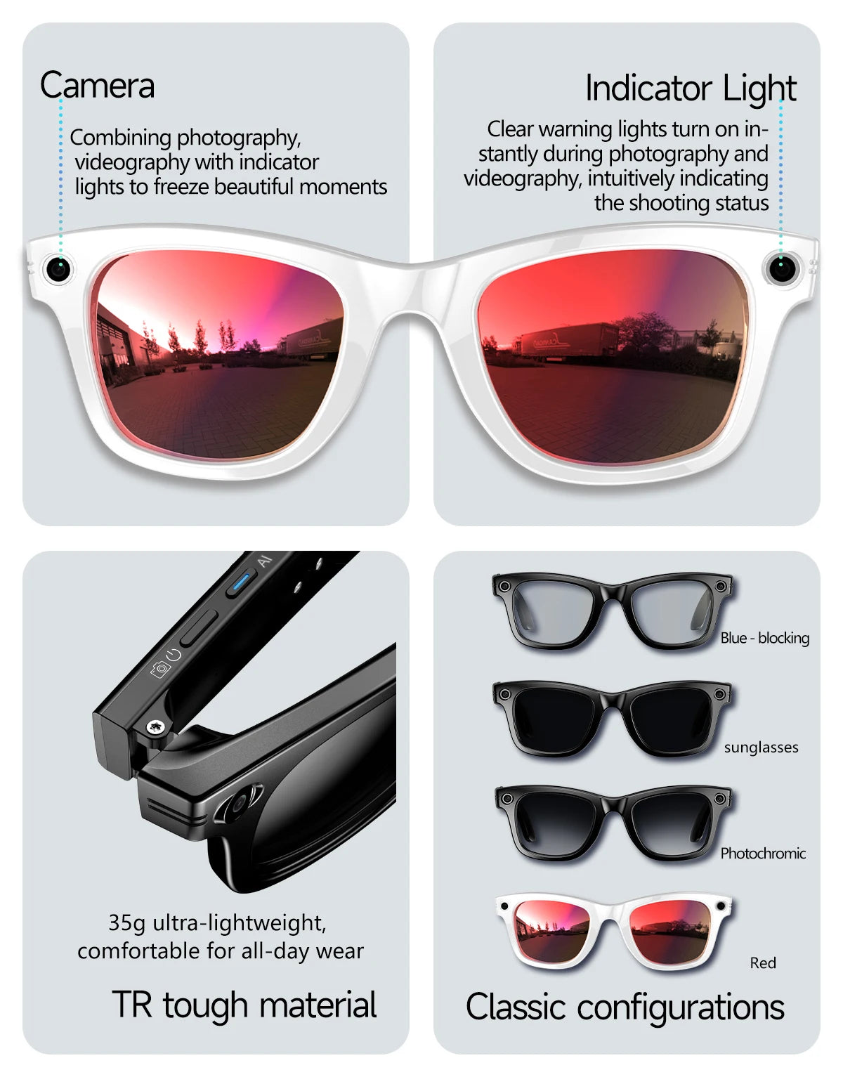 2025 AI Smart Glasses with 8MP Camera Video Recording 100+ Languages Translation Sunglasses Bluetooth Call Music Play Men Women