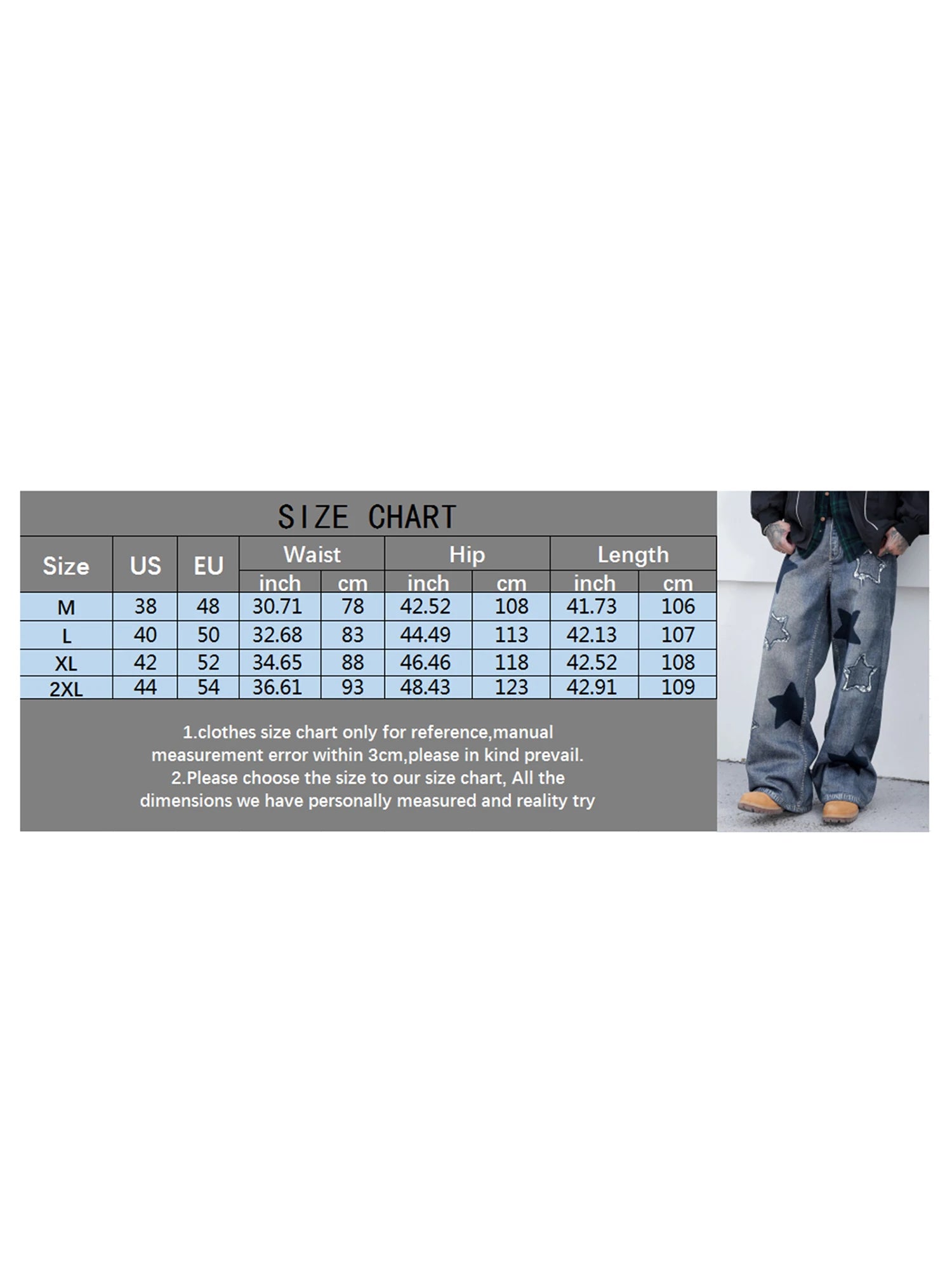 2026 Collection Men Jeans Urban Cool Stars Embroidery Loose Casual Jeans Trousers Streetwear for Daily Party - You Offer