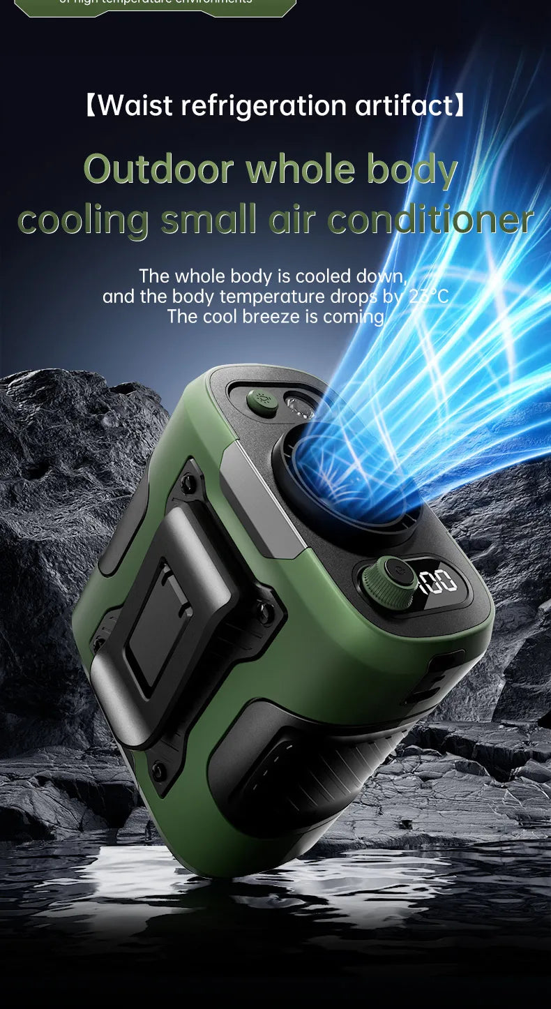 2025 13500RPM High-speed Waist Hanging Electric Fan Portable 6000mAh Power Bank Clip Waist Outdoor Construction Site Small Fan