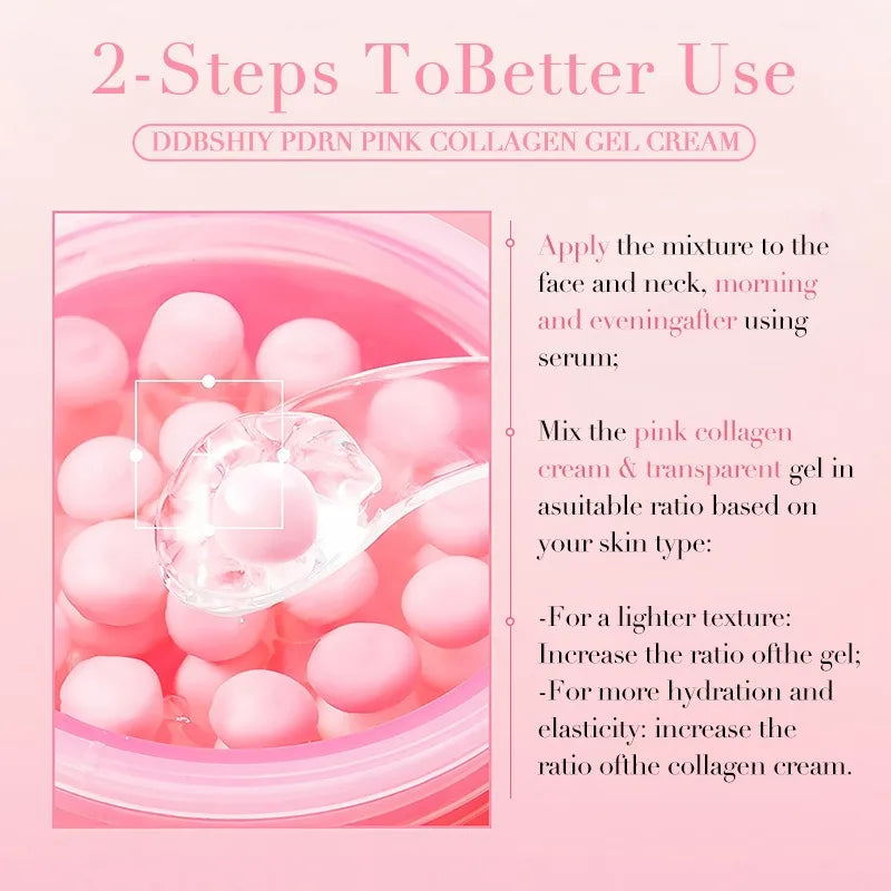 PDRN Pink Collagen Gel Cream  Fade Fine Lines Facial Moisturizing brightning Anti Aging Firming Skin Care
