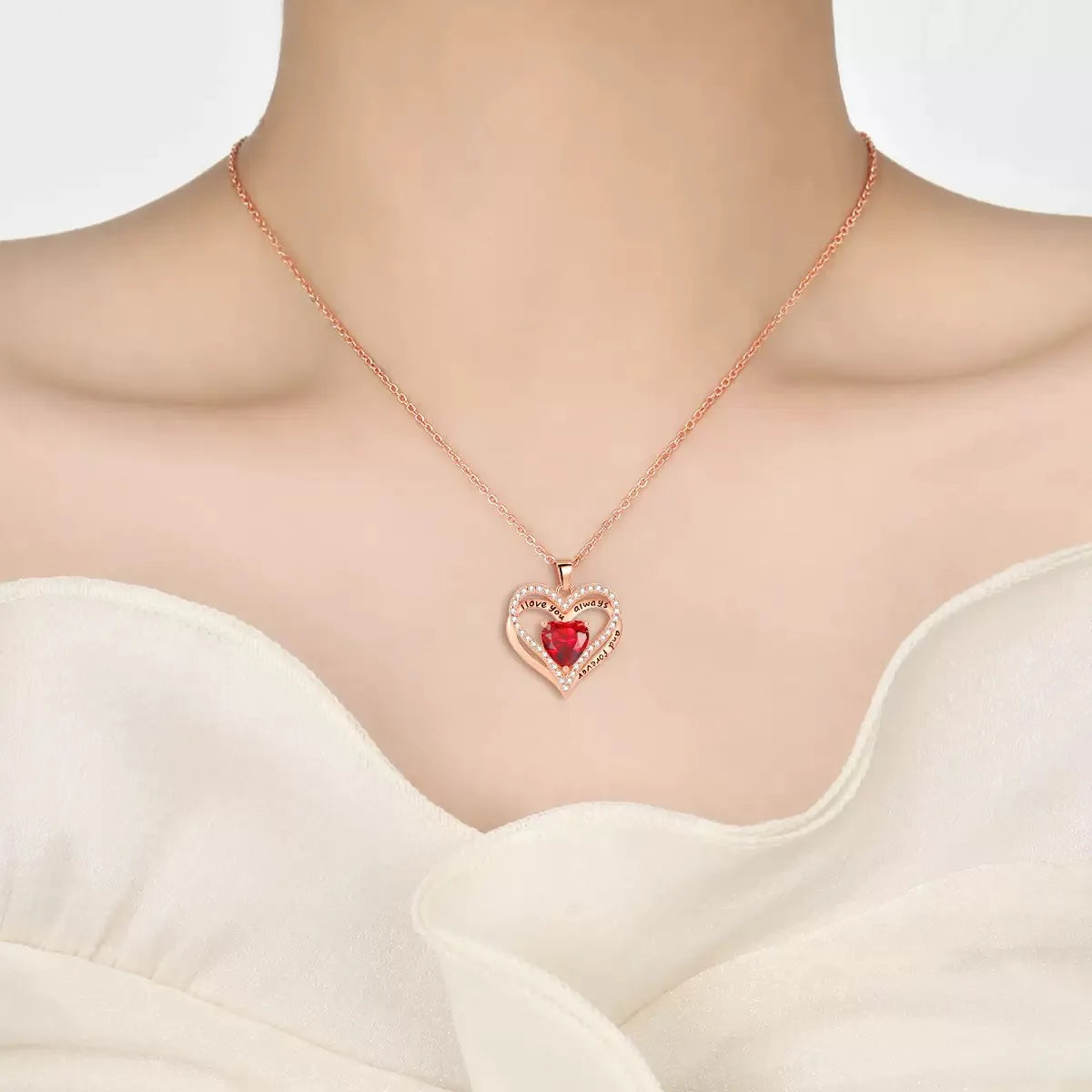 Heart Pendant Necklaces For Women With Rose Flower Gift Box Girlfriend Mother Family Birthday Fashion Romantic Surprise Gifts - You Offer