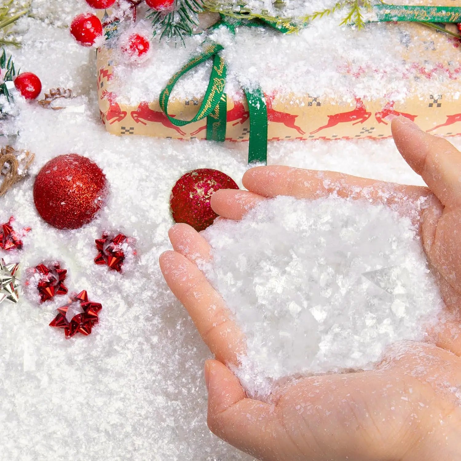 Winter Artificial Fake Snow Christmas Snow Powder Xmas Snowflake Decor for DIY Crafts Village Displays Props Holiday Supplies