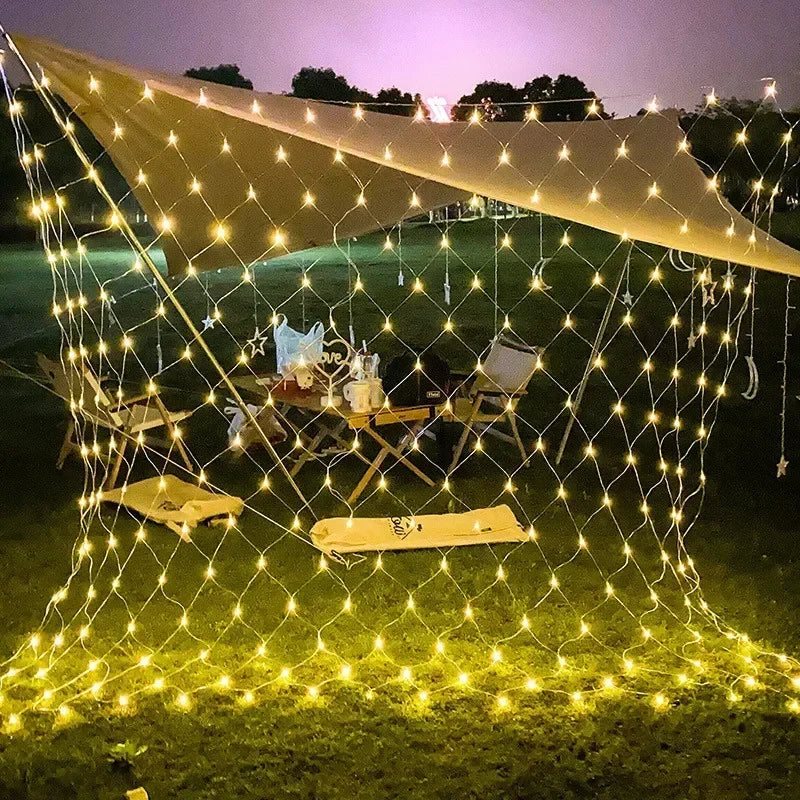 Room Decoration Curtain LED Net Mesh Fairy Lights String EU Plug 220V Christmas Wedding Garland for Bedroom Garden Wall outdoor