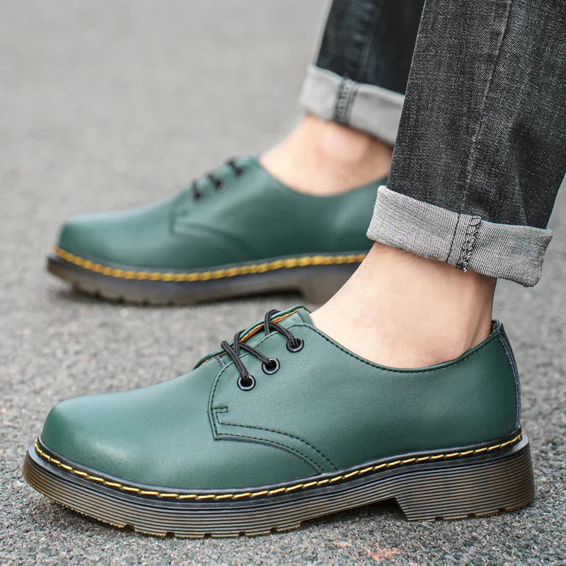 British Style Luxury Shoes Brand Thick Bottom Genuine Leather Oxford Shoes Lace Up Beef Tendon Outsole Work Shoes Casual
