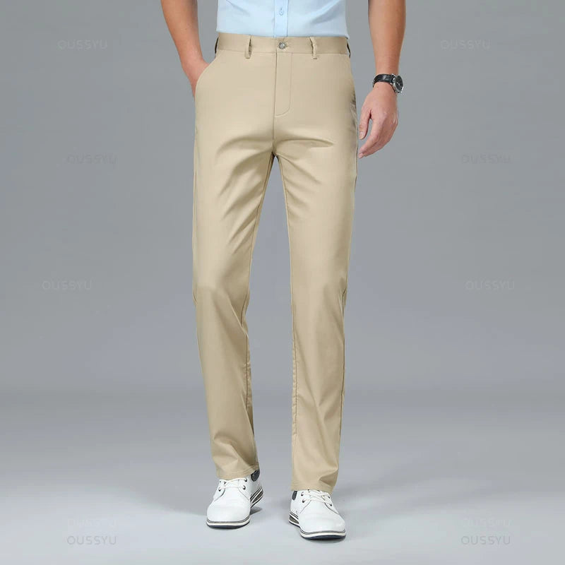 Spring Summer High Quality Luxury Straight Business Suit Pants Men Bamboo Fiber Designer Elegant Casual Long Formal Trouser Male - You Offer