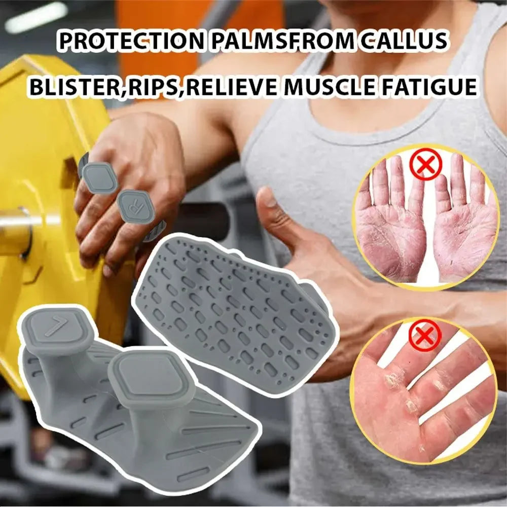 1 Pair Anti-Slip Workout Grips Ergonomic Rubber Hand Protector Gloves for Weight Lifting, Pull-Ups, Home Gym Training & Exercise