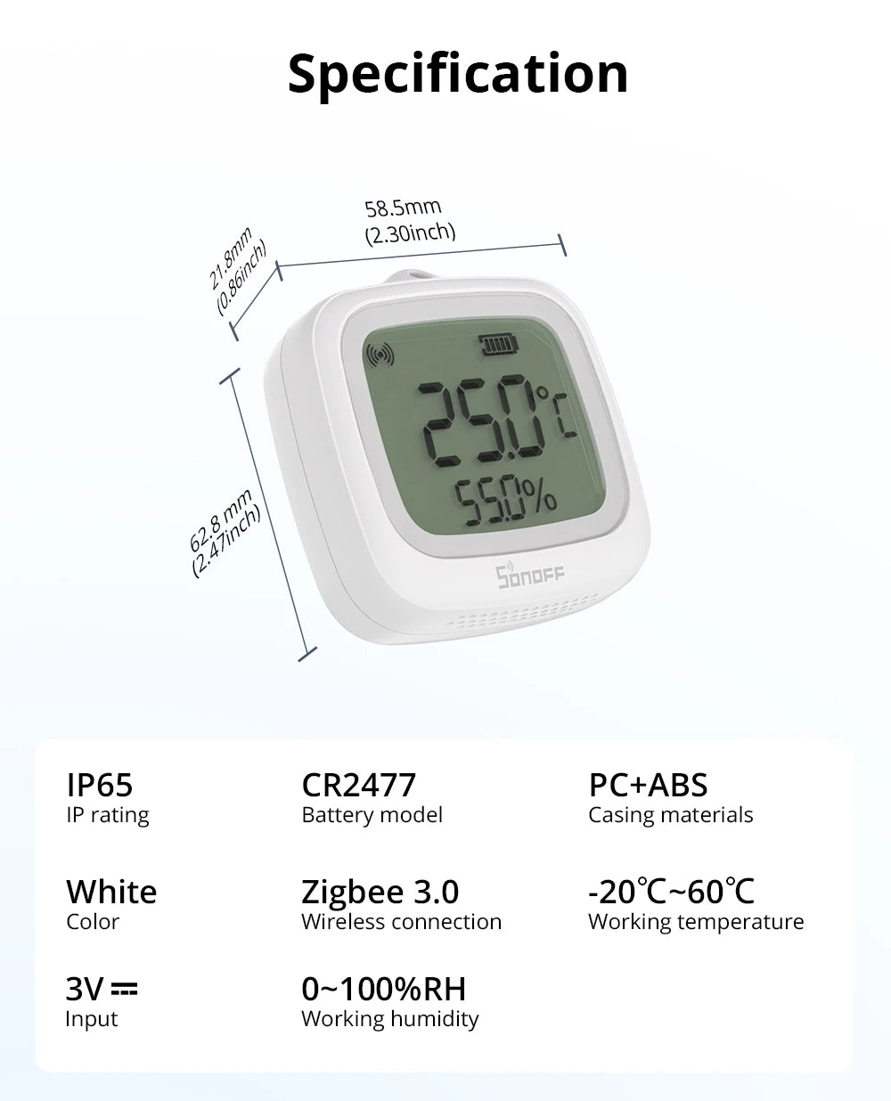 SONOFF SNZB-02WD Zigbee LCD Smart Temperature Humidity Sensor IP65 Waterproof for Bathroom Greenhouse Outside via ZBBridge-P