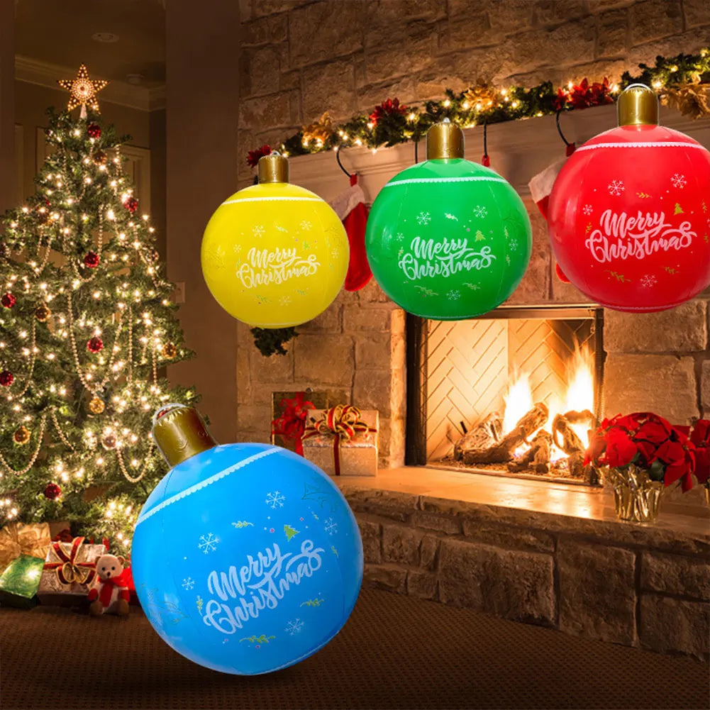 24 Inch PVC Inflatable Christmas Ball Outdoor Indoor Christmas Decorated Ball Giant Big Large Balls Toy New Year Party Ornament