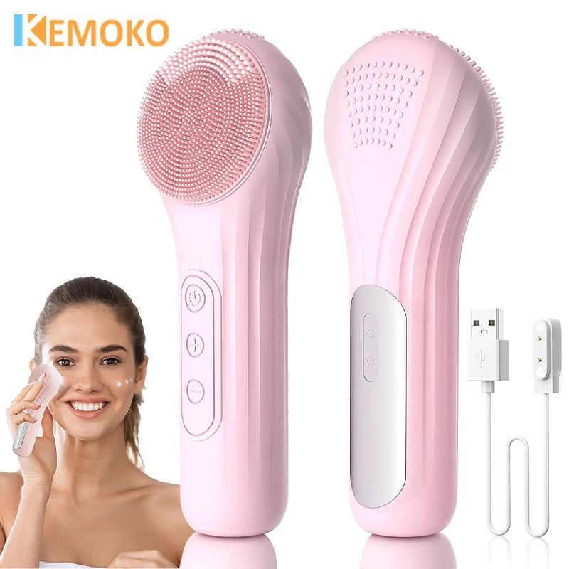 Sonic IPX7 Waterproof Facial Cleansing Brush Device Face Skin Care Scrubber Exfoliator Cleaner Vibration Massager Deep Cleansing