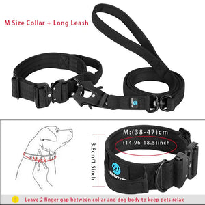 Tactical dog collar leash set leash handle military can dur nylon pit dog, medium large walking training pet accessories