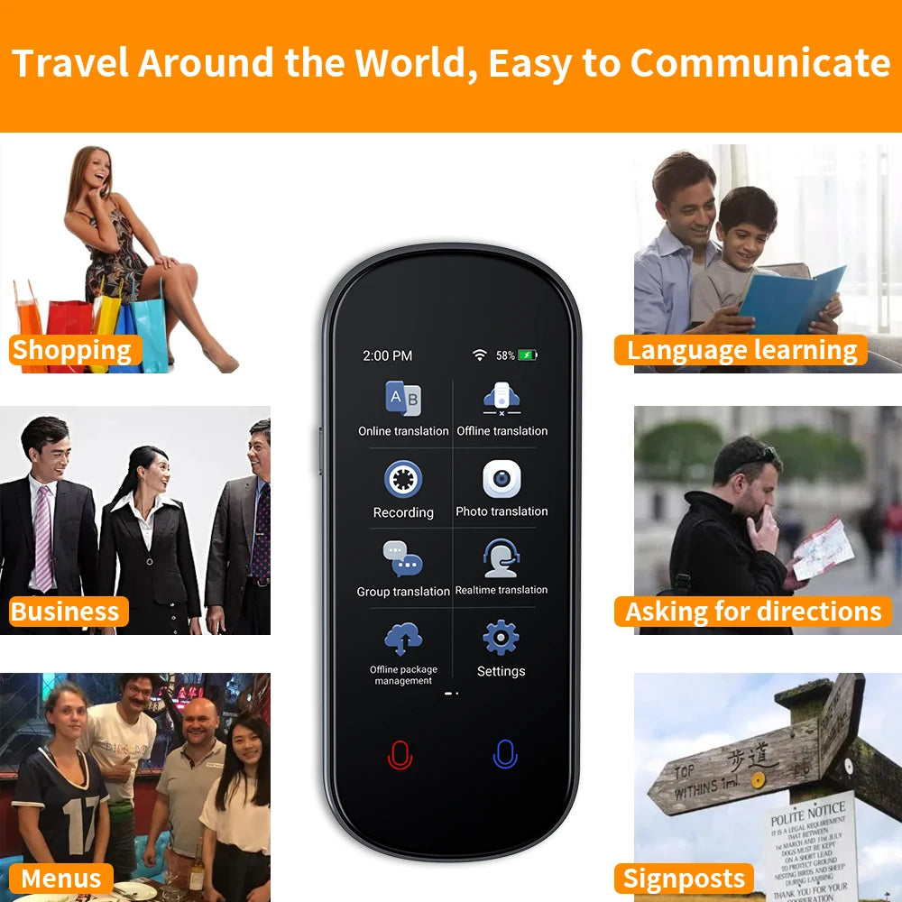 2025 New AI Smart Voice Translator 138 Languages Portable Support WiFi Full 3D Touch Screen Photo Offline Recording Translation