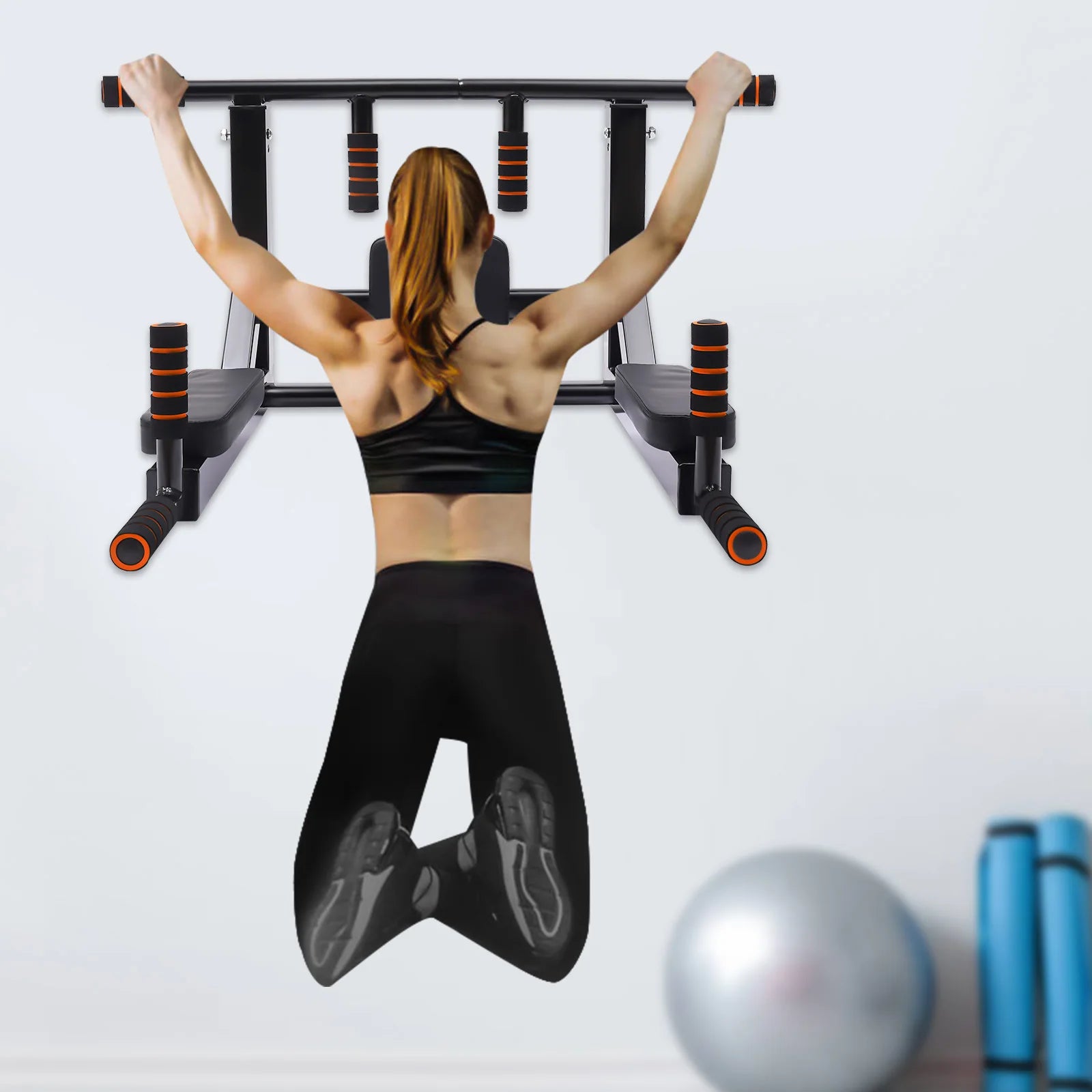 Wall Mounted Pull Up Bar Chin Up bar Multifunctional Dip Station for Indoor Gym Workout Training Equipment Fitness Dip Stand - You Offer