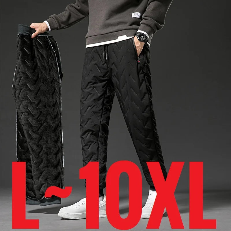 New Big Size Winter Pant Men Thick Fleece Lined Jogger Cotton Padded Warm Work Trouser Male Plus Large Sweatpant 9XL 10XL Autumn - You Offer