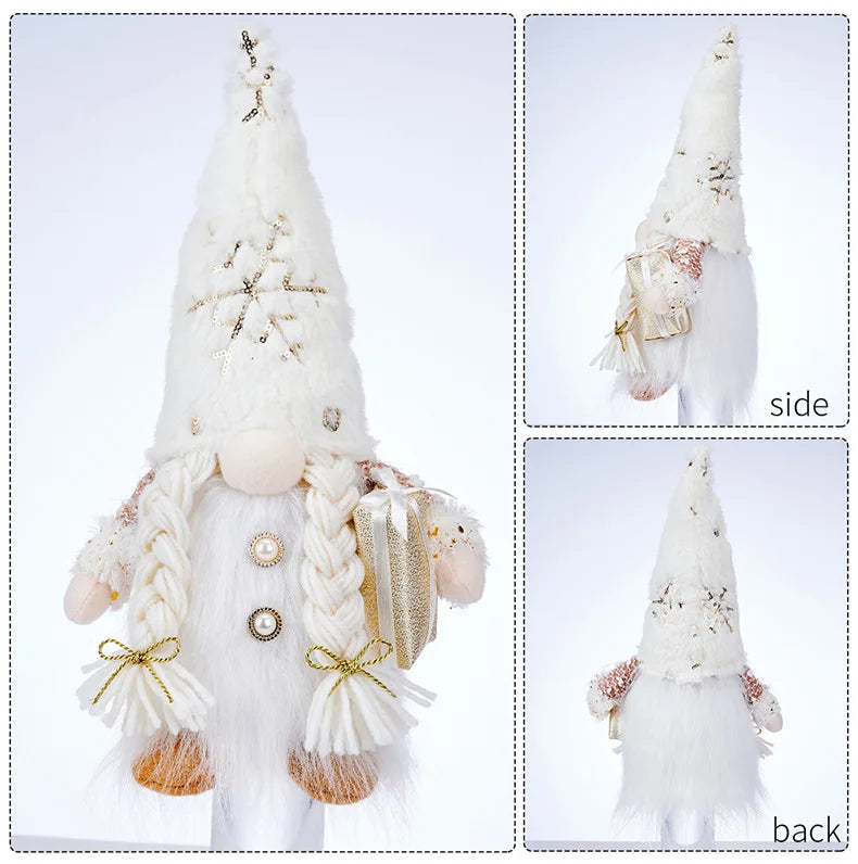 Christmas Decorations, Long Beard, Plush Hat, Light, Gift Holder, Walking Stick, Rudolph Doll, Window Display Item Navidad