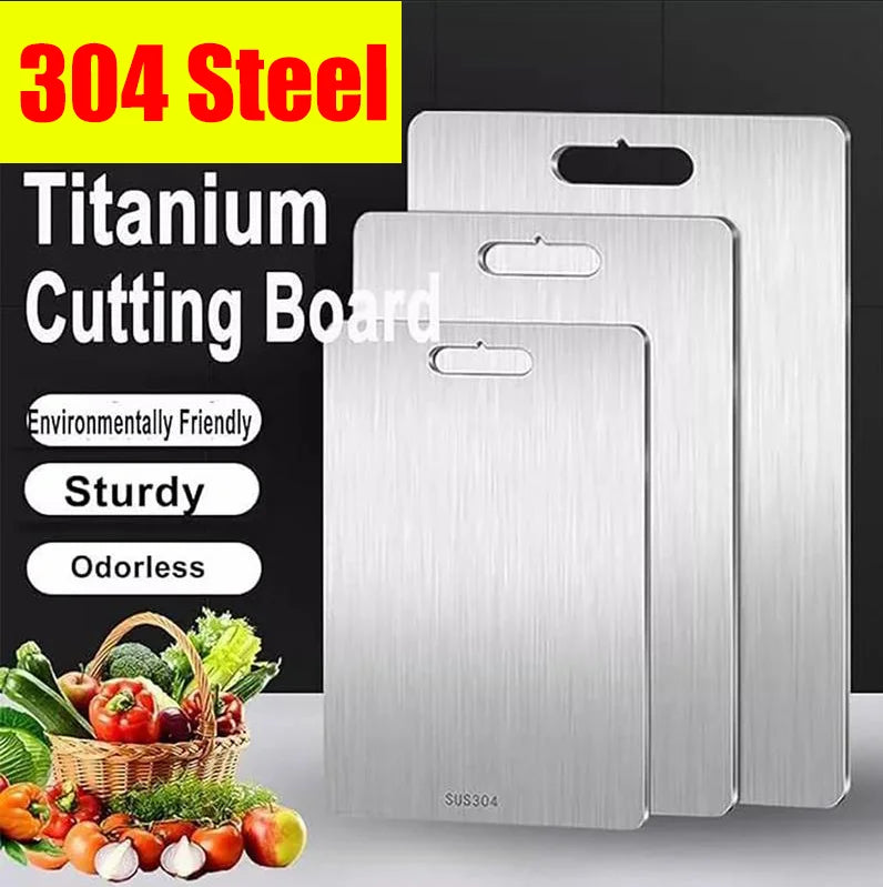 Titanium Cutting Boards for Kitchen Stainless Board 304 Steel Thickened Double Sided Food Grade Portable Fruit Meat Chopping - You Offer