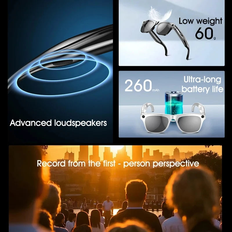 VIVO 6K HD AI Smart Glasses Photochromic Multifunction Bluetooth Calling Voice Assistant Music Player Translate Camera 2026 HOT