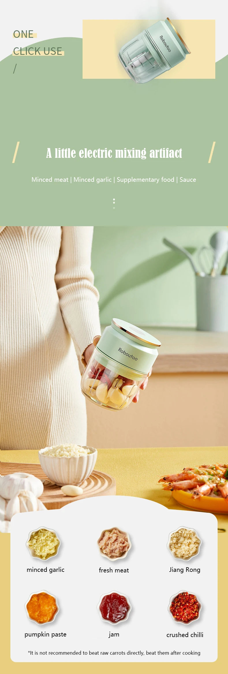 Mi Glass Electric Garlic Crusher Portable Fresh Meat Chopper USB Charging Ginger Chili Vegetable Masher Machine Kitchen Tool