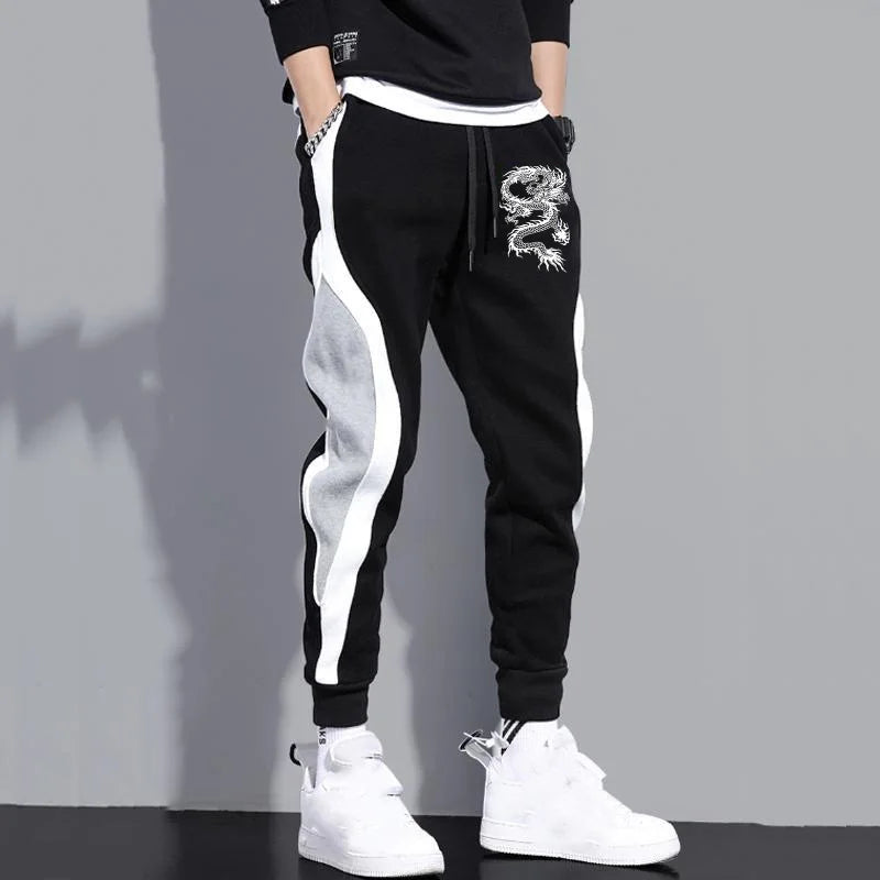 New Men Casual Drawstring dragon print Pants Jogger Pants Sweatpants Running Pants Sweatpants for Men - You Offer