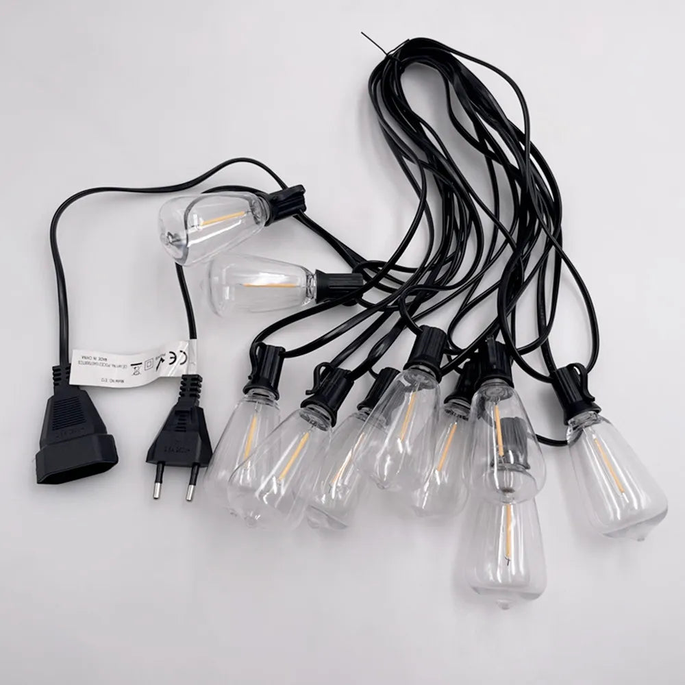 ST38 Globe Outdoor LED String Lights Plastic Shatterproof Bulbs Waterproof Patio Lights for Garden Outside Backyard Porch