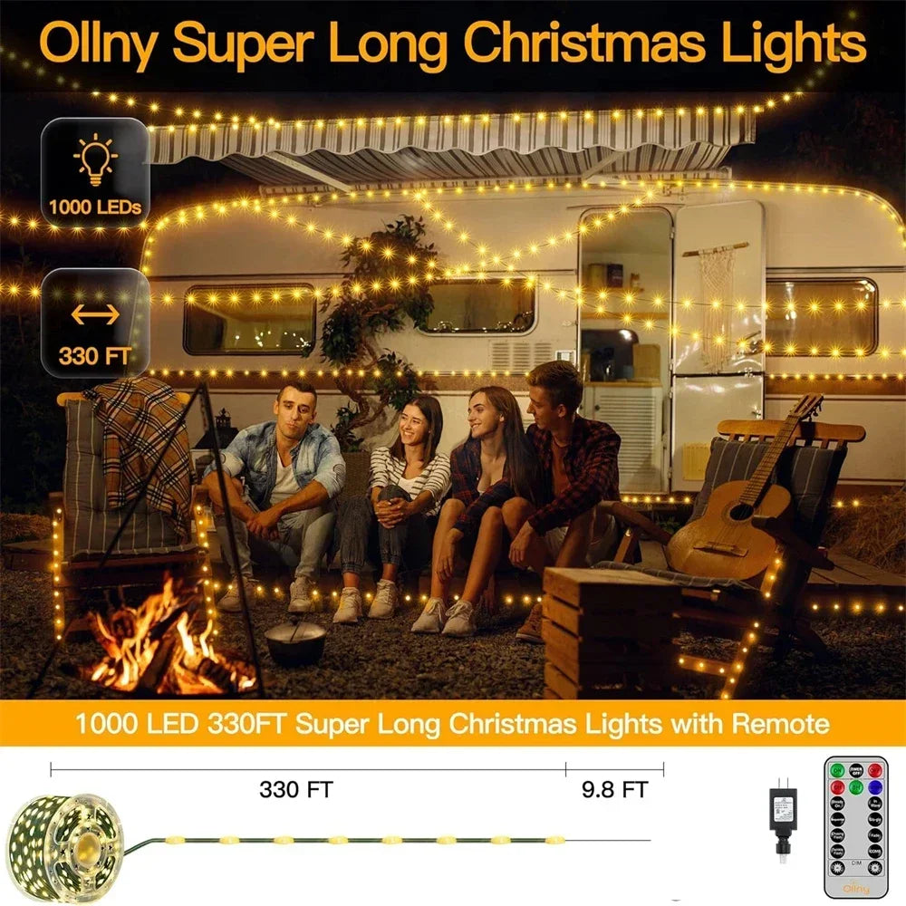LED Green Wire Led String Fairy Lights US/EU Plug 110V/220V Waterproof LED Christmas Tree Holiday Home Garden Decoration Xmas