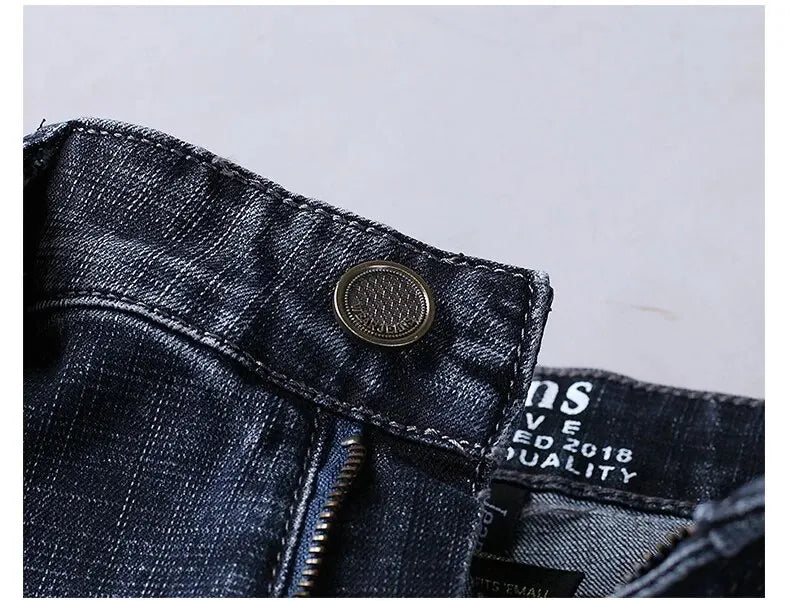 Wthinlee New Business Men's Jeans Casual Straight Stretch Fashion Classic Blue Black Work Denim Trousers Male Brand Clothing - You Offer