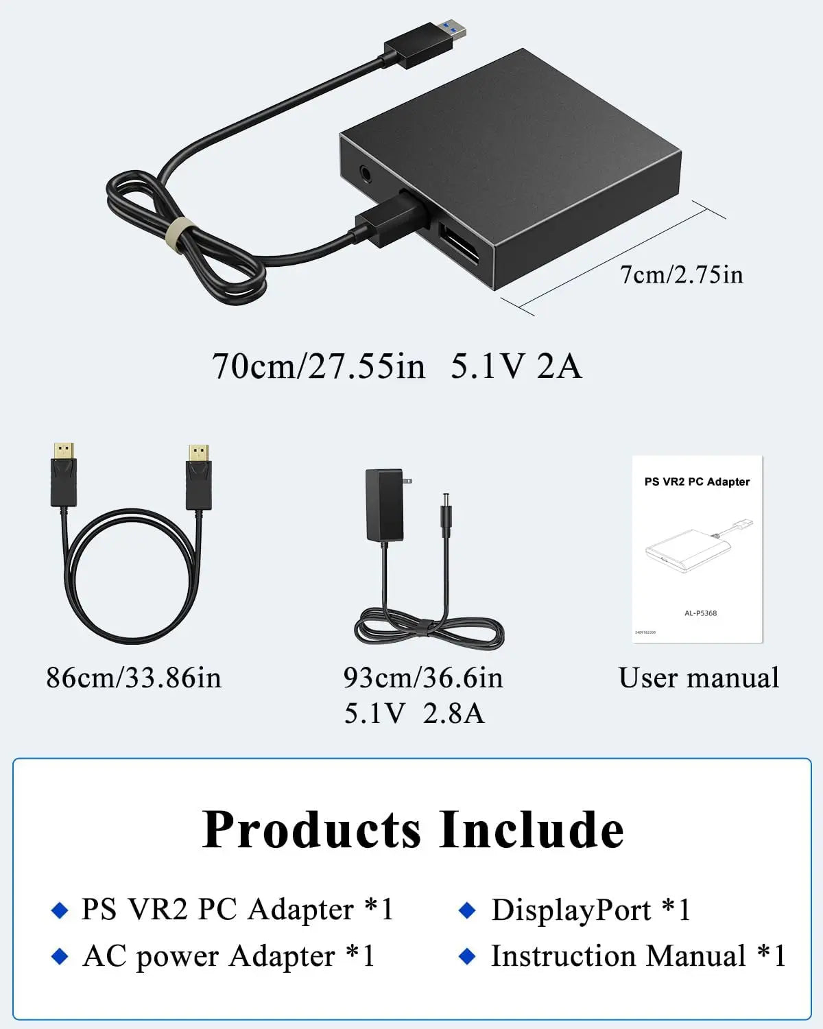 Aolion For PS5 VR2 PC Adapter Psvr2 Computer Converter Connection Kit For Steam Vr Games Game Adapter Gaming Accessories