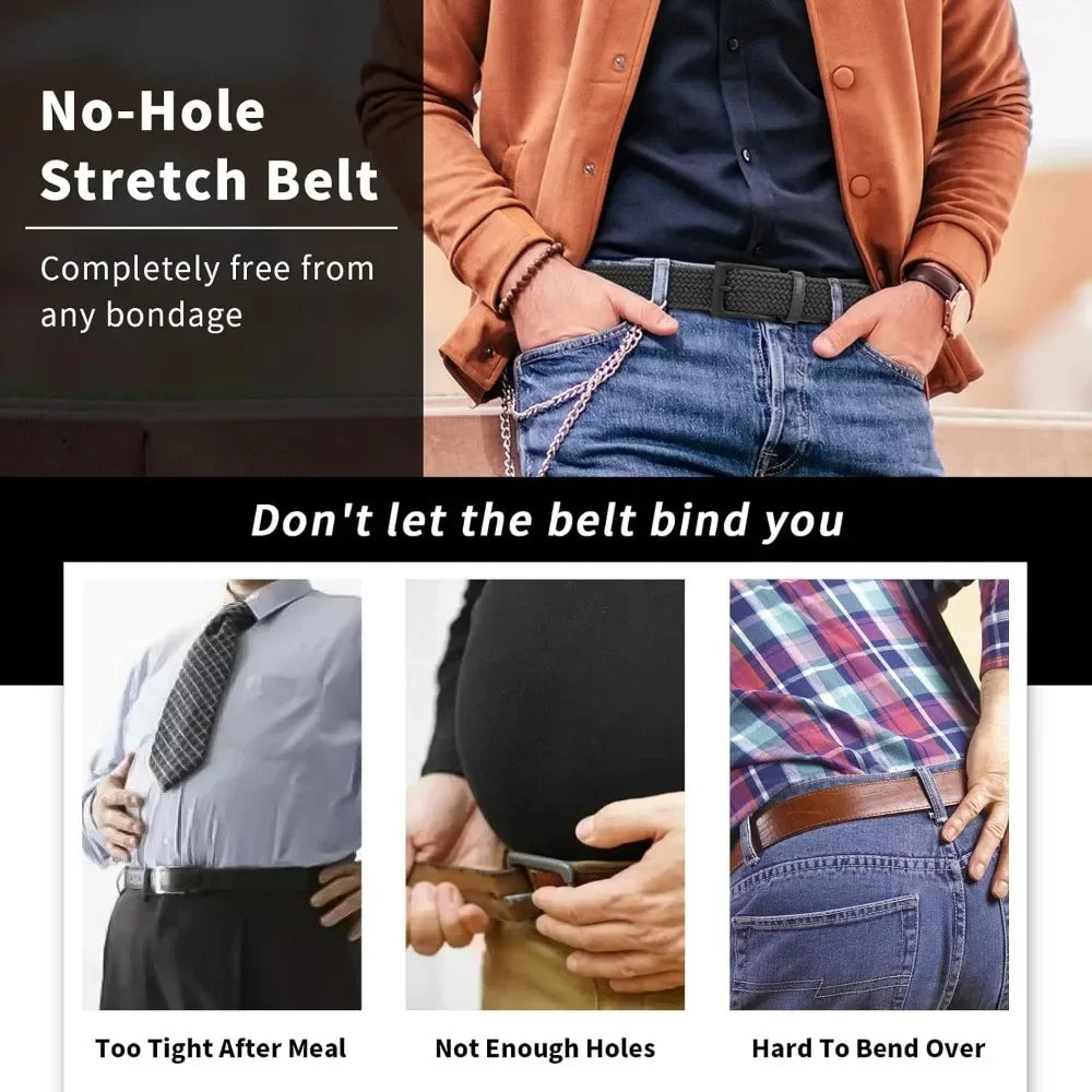 Elastic Braided Stretch Mens Golf Casual Jeans Belts Woven 1 3/8" Nylon Work Belts for Men Pants Shorts - You Offer