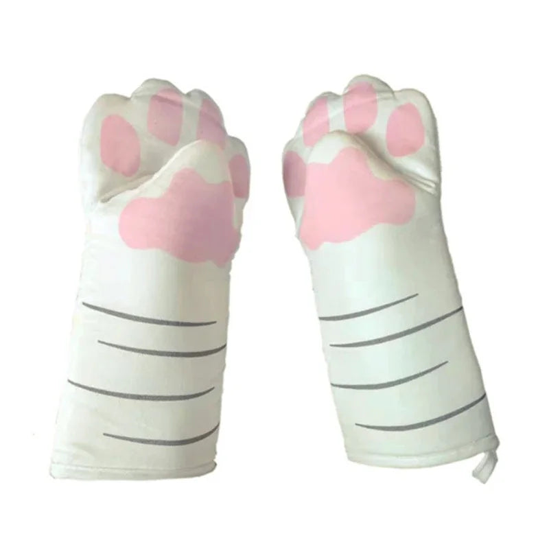 1 Pair Cat paw insulated gloves Cute Cat Claw Oven Gloves Microwave oven heat-resistant baking gloves Kitchen supplies