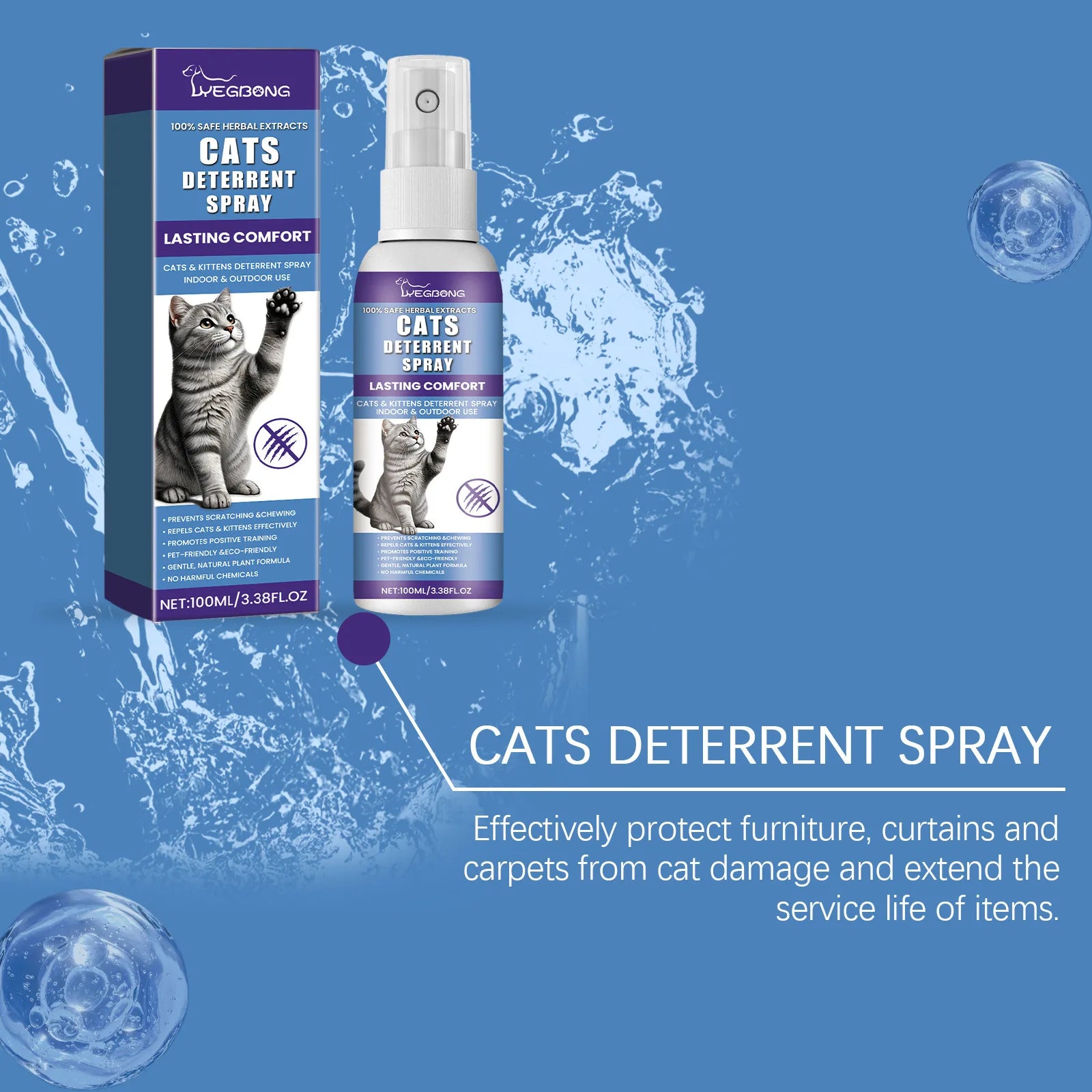 100ml Cat Training Spray - Stops Urination on Furniture, Gentle Care, Supports Healthy Habits, Vet Recommended
