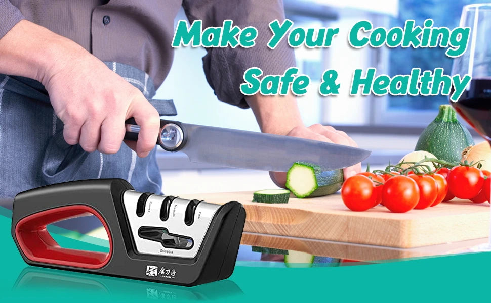 Four in one kitchen sharpener restores serrated blade knives and scissors, diamond tungsten steel ceramics - You Offer
