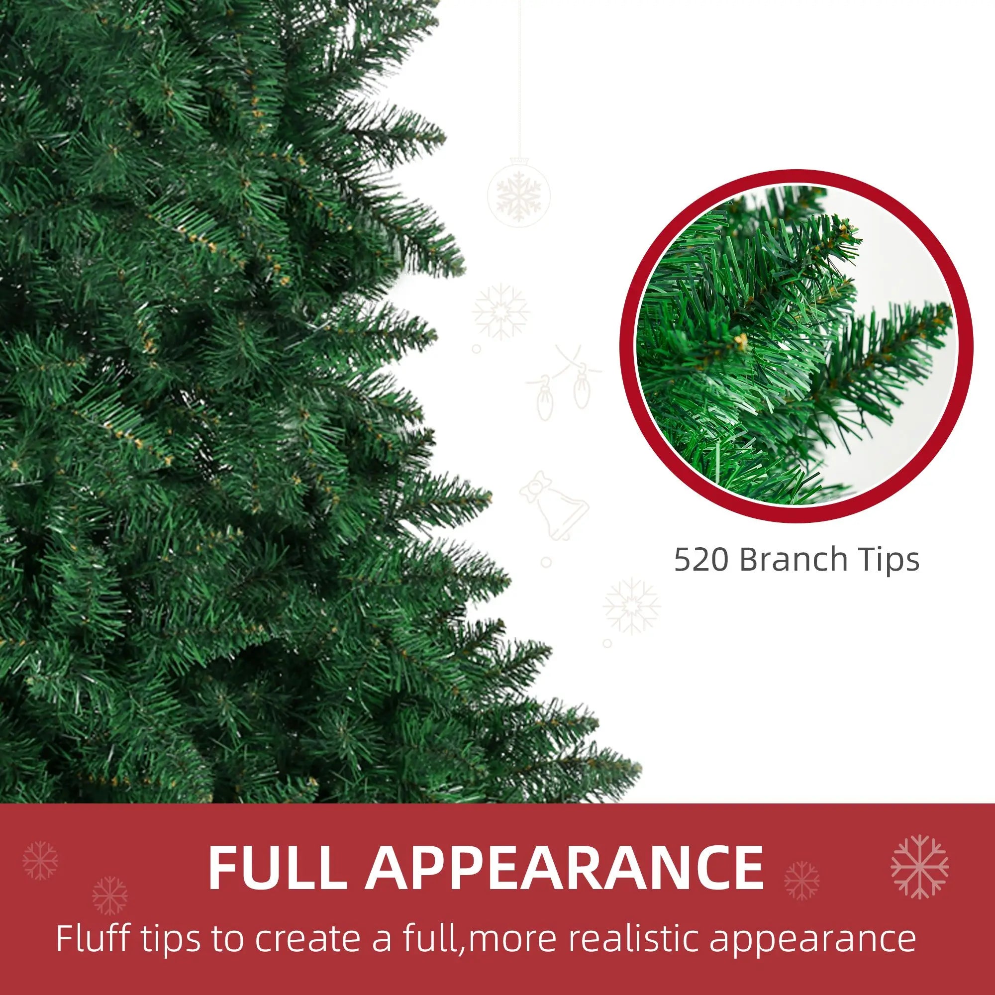For HOMCOM 7' Artificial Half Christmas Trees with Auto Open, Steel Base, for Indoor Xmas Decor